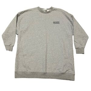 Ganni gray software crew neck oversized logo sweatshirt Made in Portugal